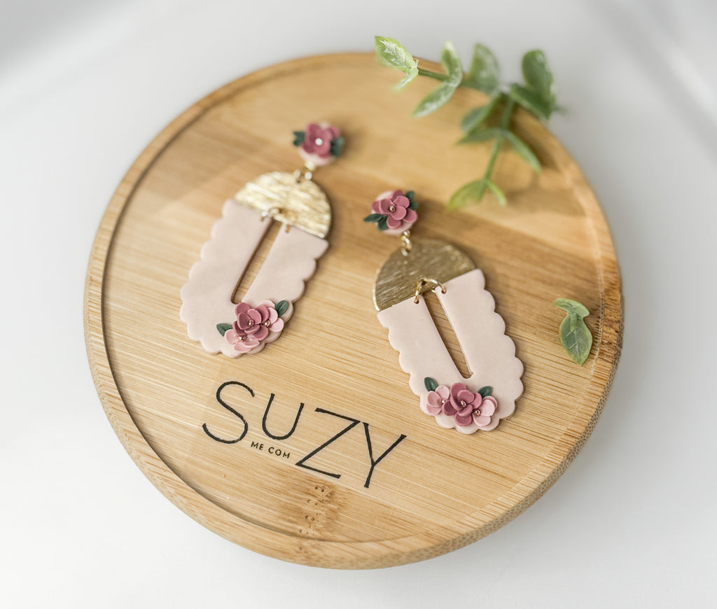 RV8 Blush Garden Floral Earrings – Lightweight Statement Jewelry, Boutique Gift for Her