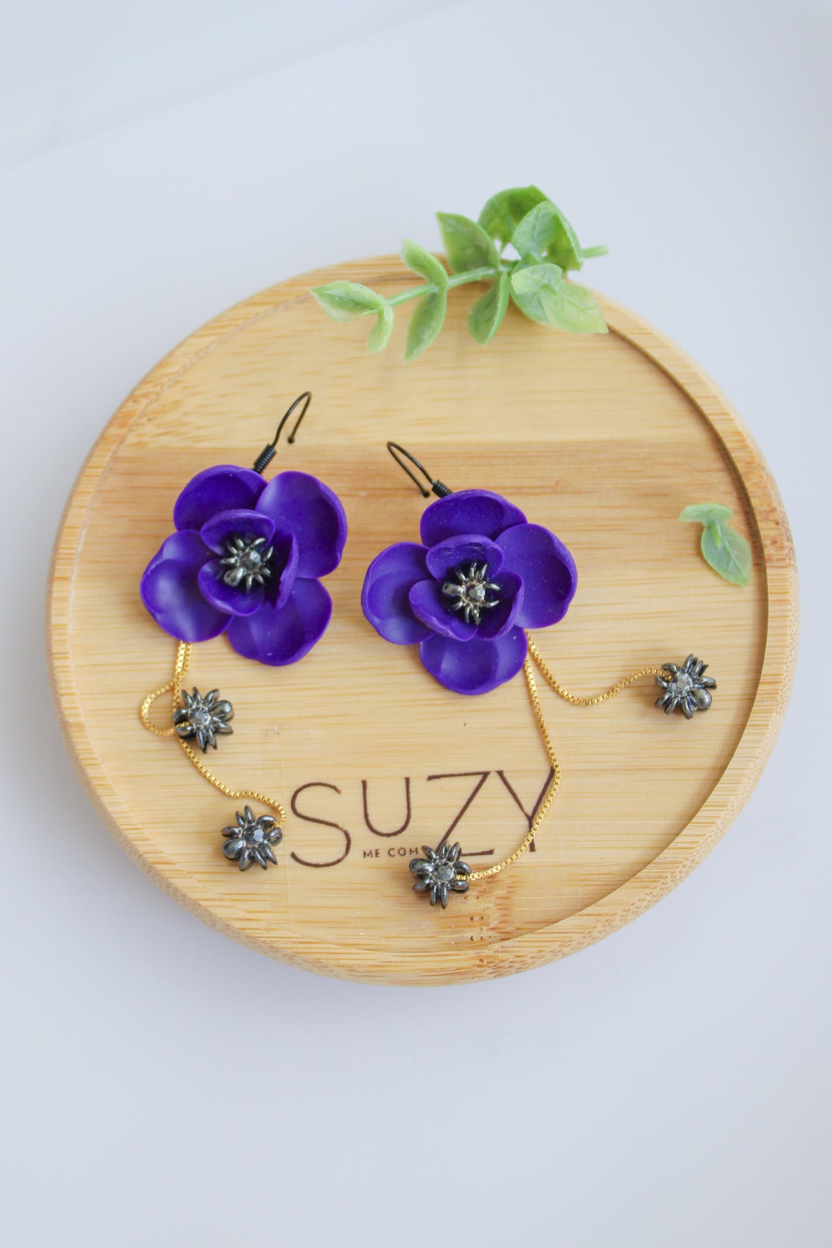 LH6 Floral Spider Earrings – Cute Halloween Polymer Clay Lightweight Dangle Earrings | Hypoallergenic Stainless Steel | Gift for Her | Boutique.