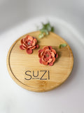 PUG4 Dainty Floral Bookish Inspired STUD earrings, Handmade Polymer Clay Dangle, Gift, Soft Colors