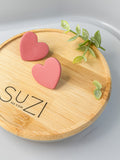 L19 Heart Inspired Earrings, Handmade Polymer Clay Jewelry, Neutral Soft Tones. STUD