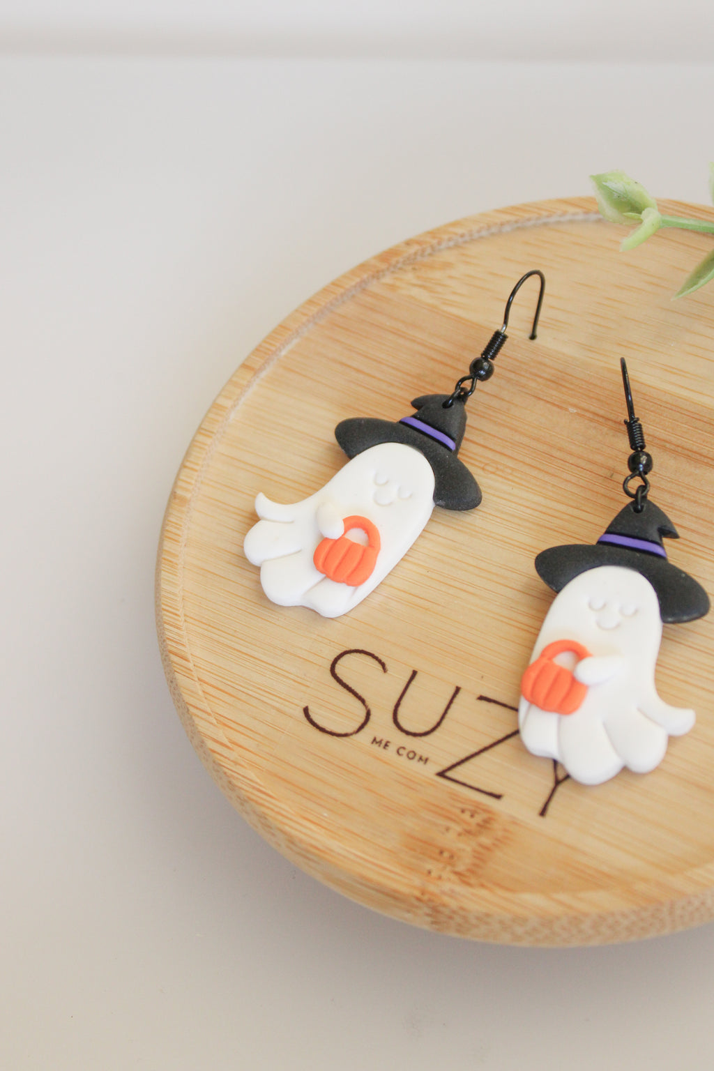 LH2 Witch Ghost Pumpkin Earrings – Cute Halloween Polymer Clay Lightweight Dangle Earrings | Hypoallergenic Stainless Steel | Gift for Her | Boutique