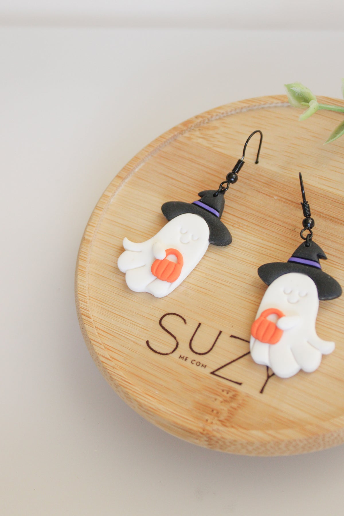 LH2 Witch Ghost Pumpkin Earrings – Cute Halloween Polymer Clay Lightweight Dangle Earrings | Hypoallergenic Stainless Steel | Gift for Her | Boutique