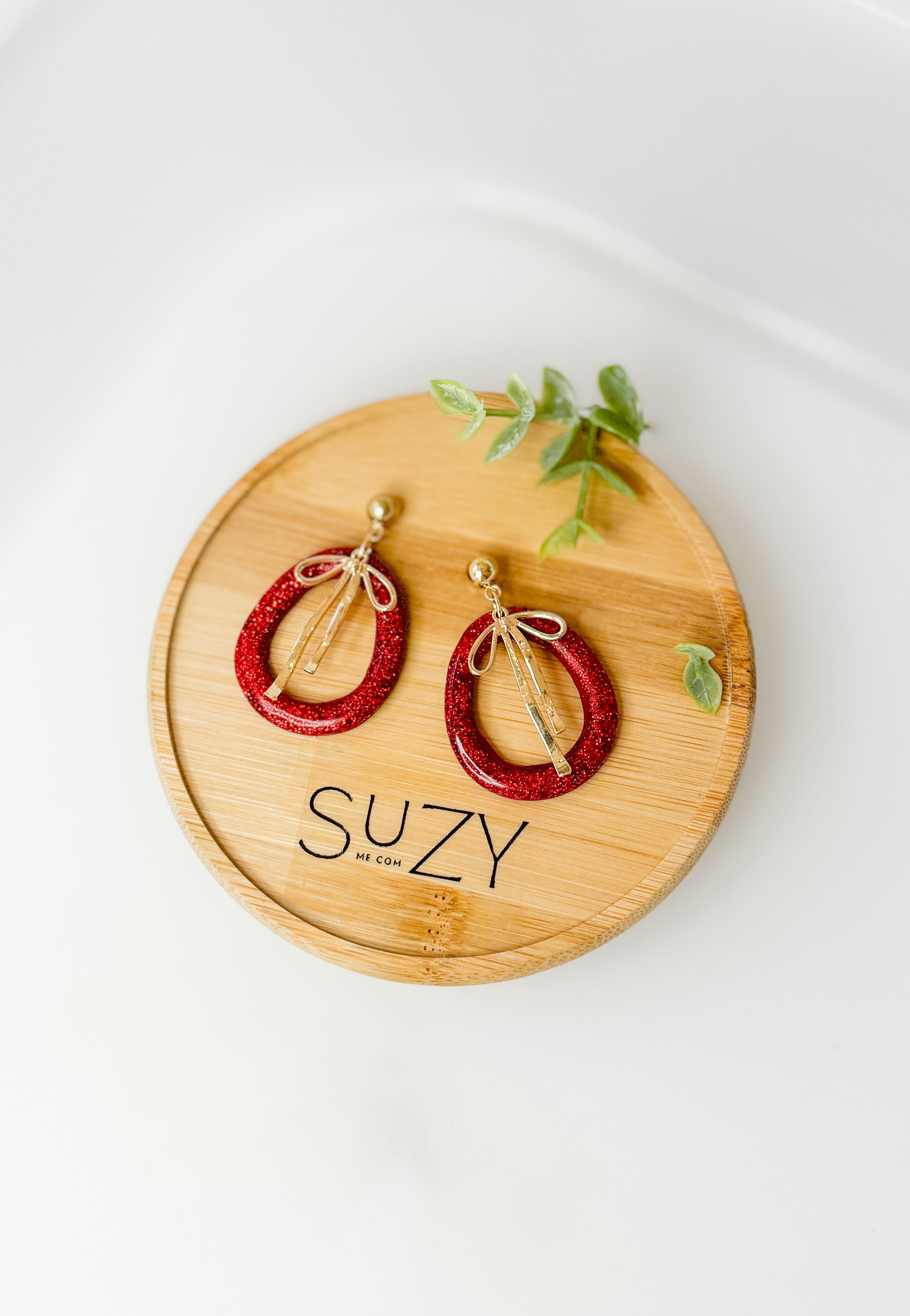 Sparkly Red Handmade Polymer Clay Earrings, Everyday Wear, Glitter