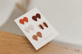 BH8 Boho Earrings – Neutral Earth Tone Polymer Clay Jewelry – Brown Caramel Burnt Orange Statement Earrings – Lightweight Handmade STUDS