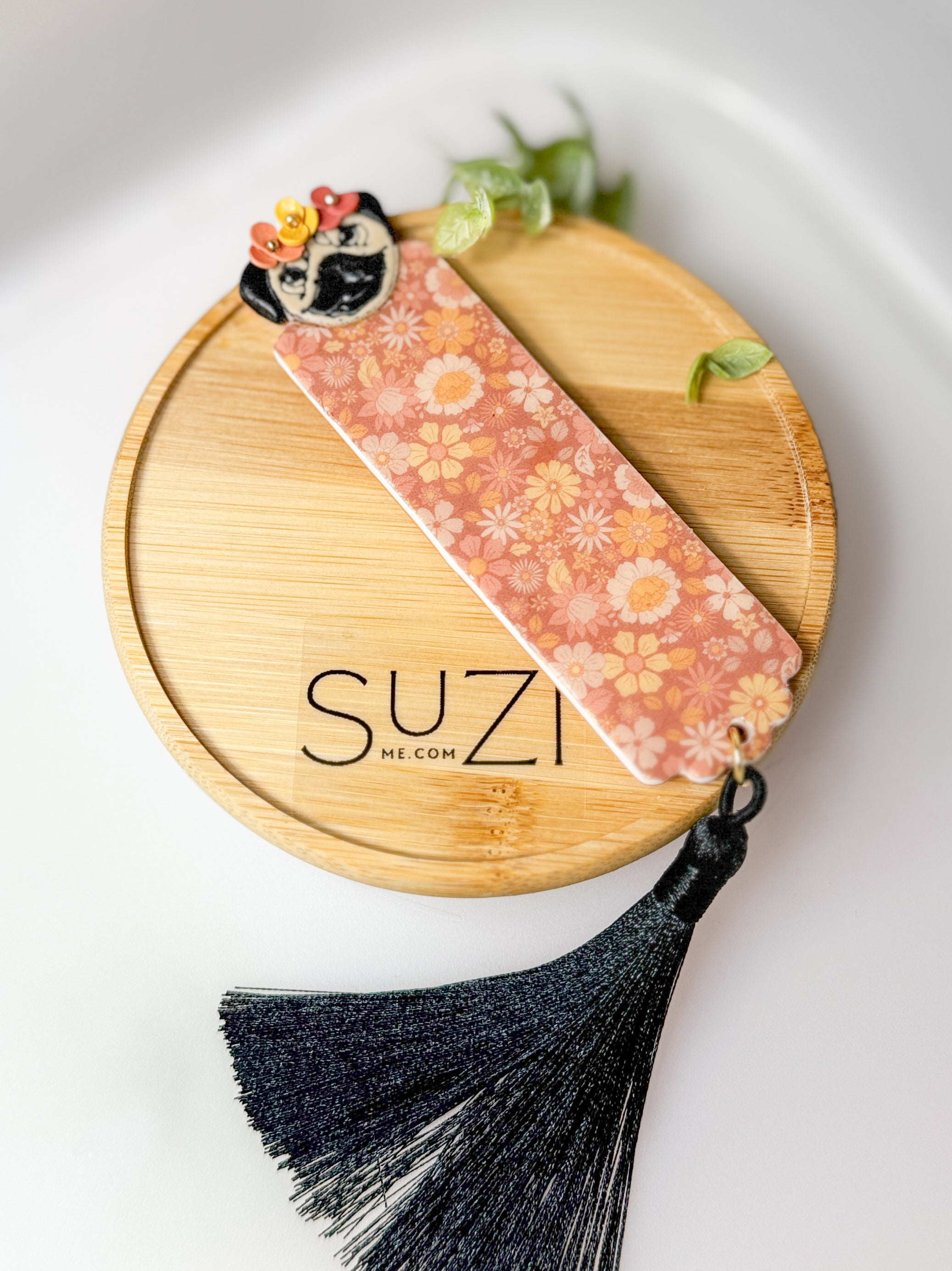 PUG6 Dainty Floral Bookish Inspired Bookmark, Handmade Polymer Clay, Gift, Soft Colors