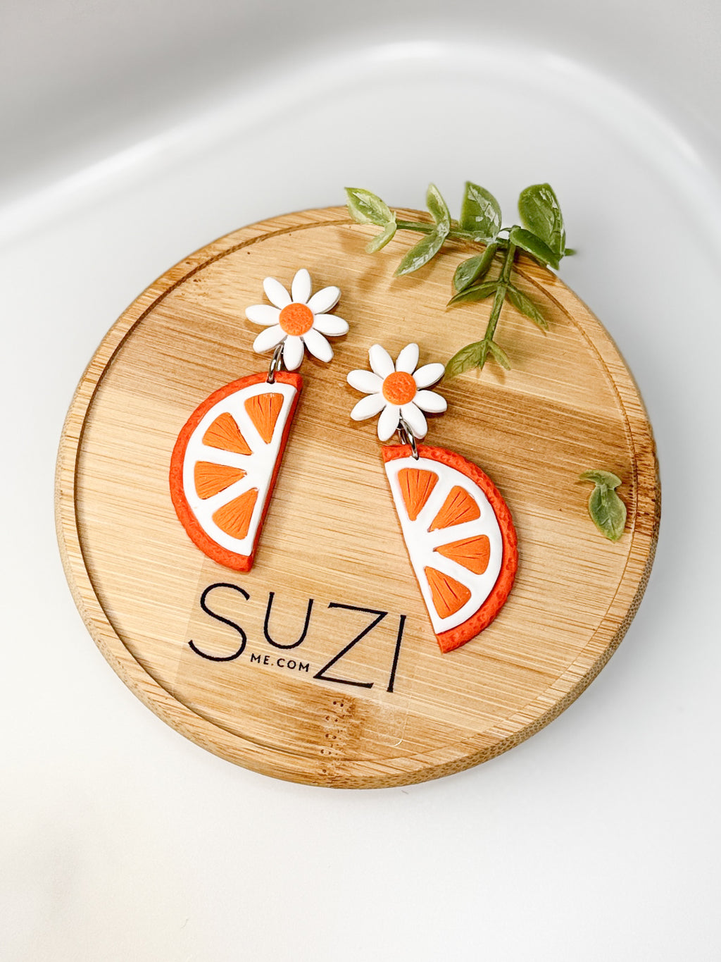 FR10 Fruit Floral Inspired Earrings - Orange, Lightweight Statement Jewelry, Boutique Gift for Her