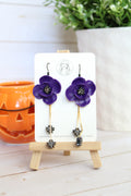 LH6 Floral Spider Earrings – Cute Halloween Polymer Clay Lightweight Dangle Earrings | Hypoallergenic Stainless Steel | Gift for Her | Boutique.