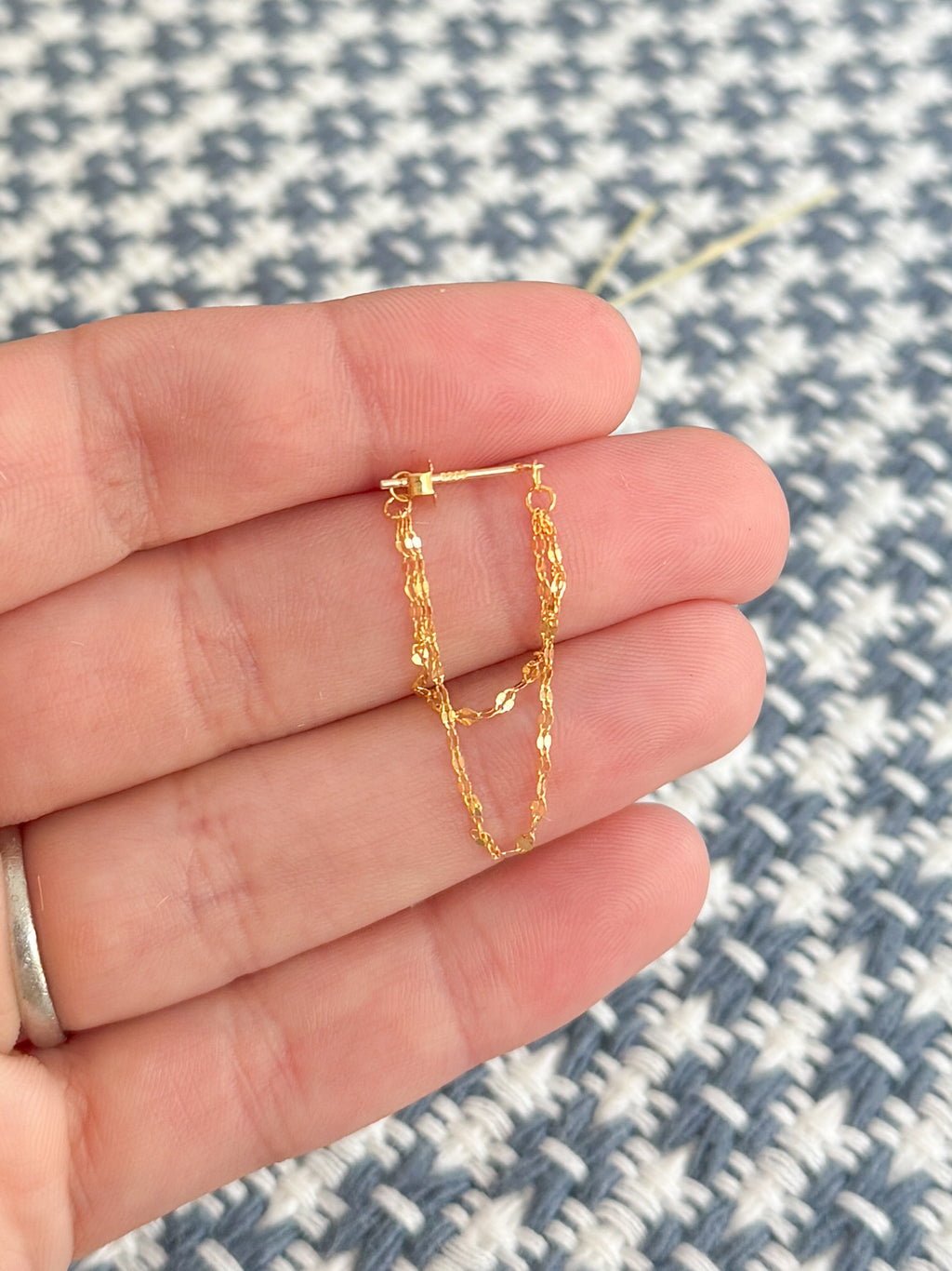 Double Layer Tassel, 925 Sterling Silver, Gold Plated Chain Earrings, Fine Jewelry, Lightweight Everyday wear