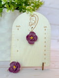 RG1 Faith Inspired Floral Dangles in Deep Green & Plum | Christian Gift | Handmade Lightweight Statement Jewelry