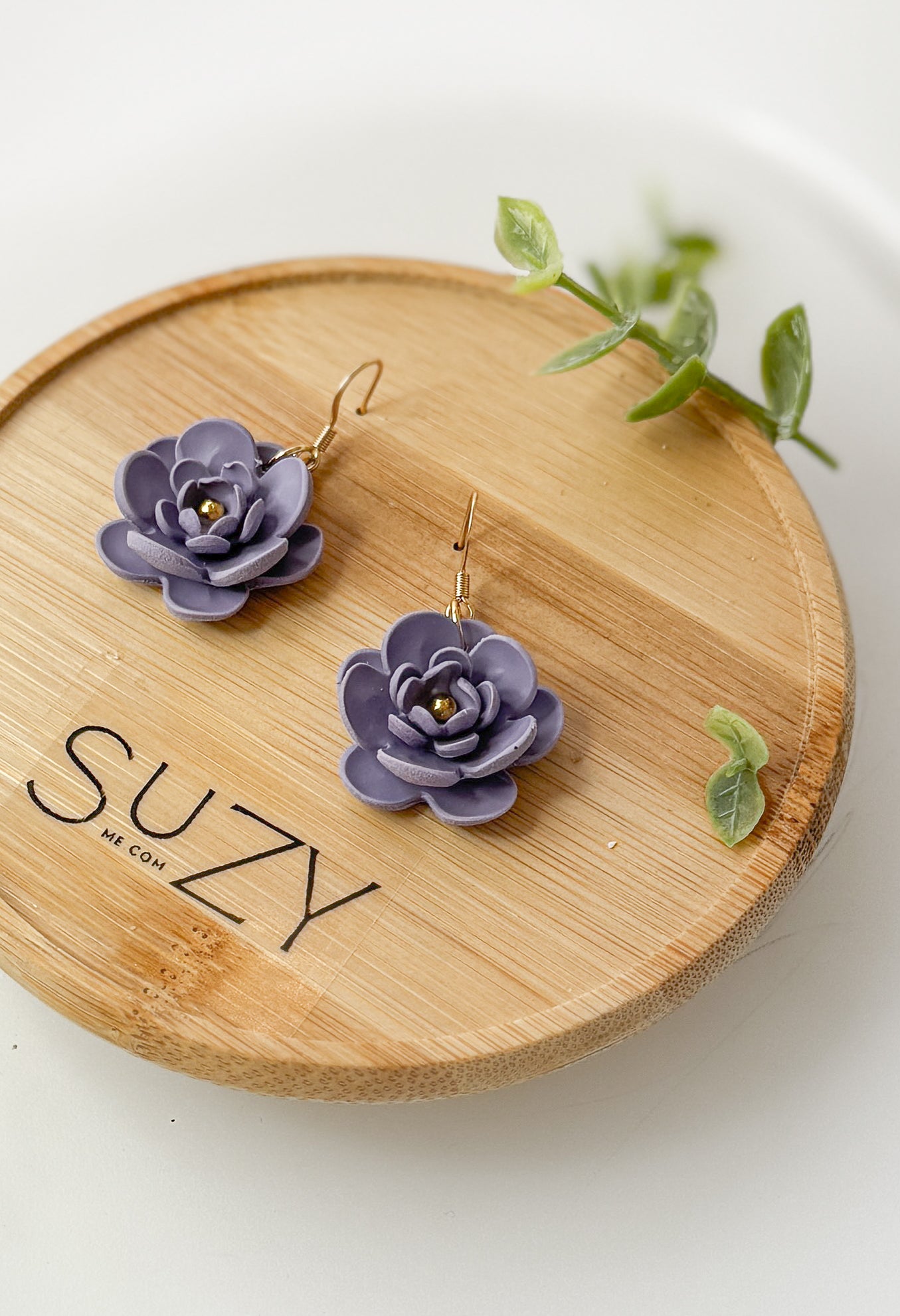 Flowers Handmade Gold Hypoallergenic Stainless Steel Earrings, Floral Polymer Clay Jewelry, Pink, Black, Blue, Purple, Yellow