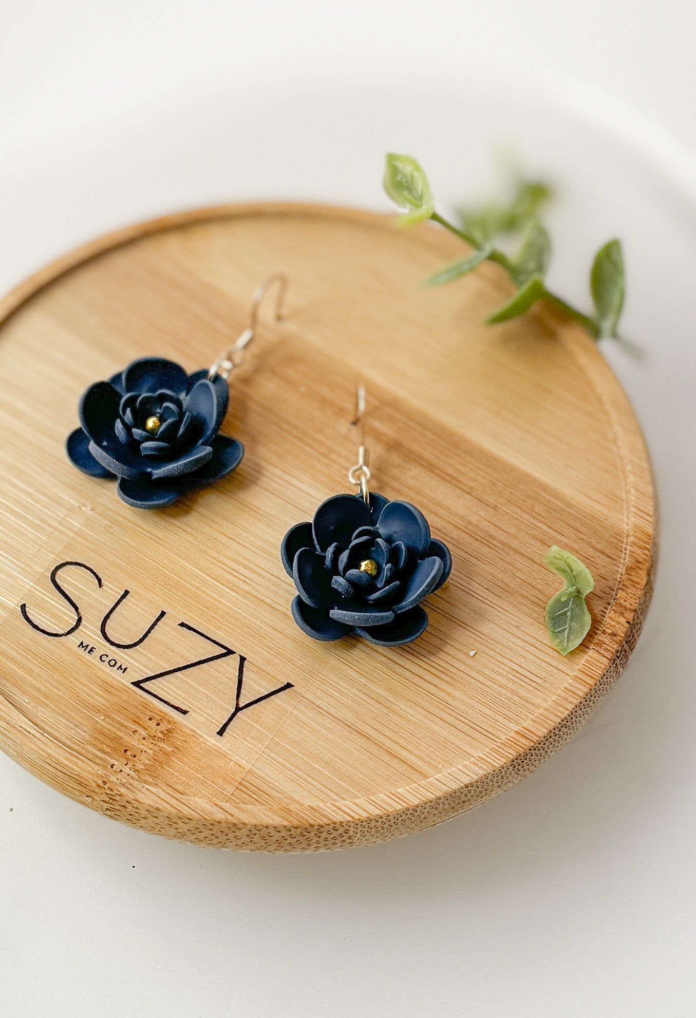 Flowers Handmade Gold Hypoallergenic Stainless Steel Earrings, Floral Polymer Clay Jewelry, Pink, Black, Blue, Purple, Yellow