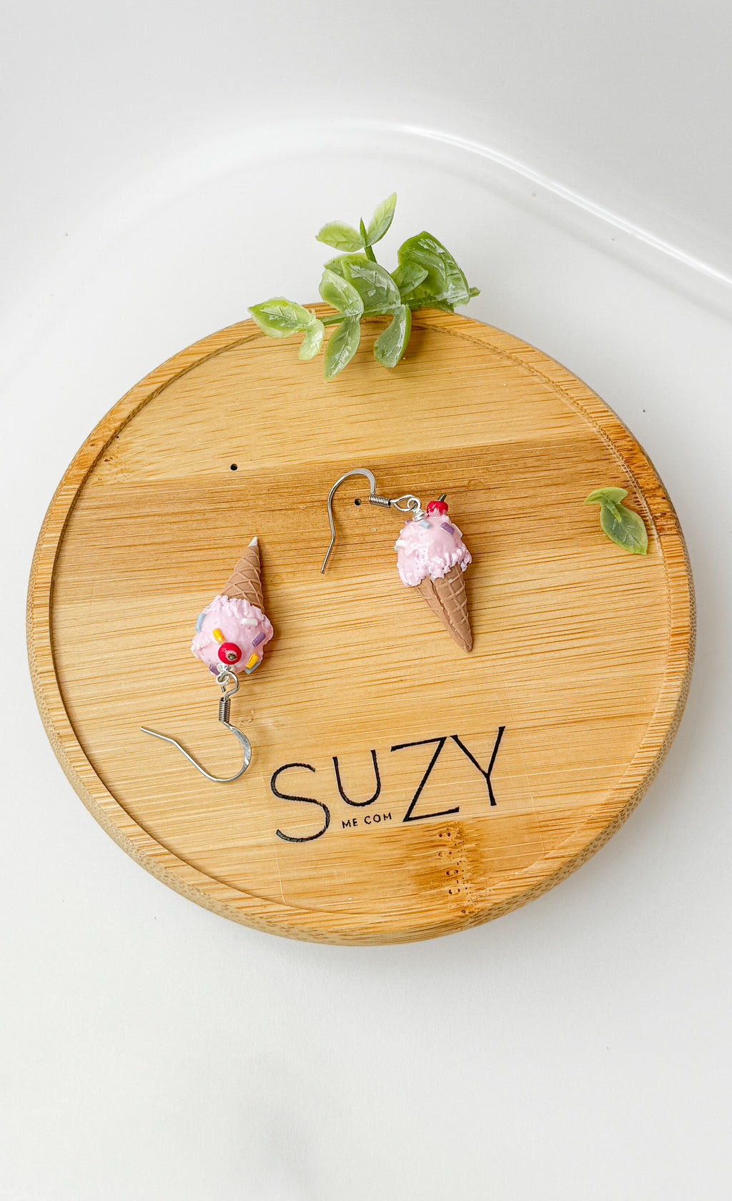 IC2 MEDIUM Ice Cream Inspired Earrings, Lightweight Handmade Polymer Clay Jewelry, Pink, Fun gifts for her