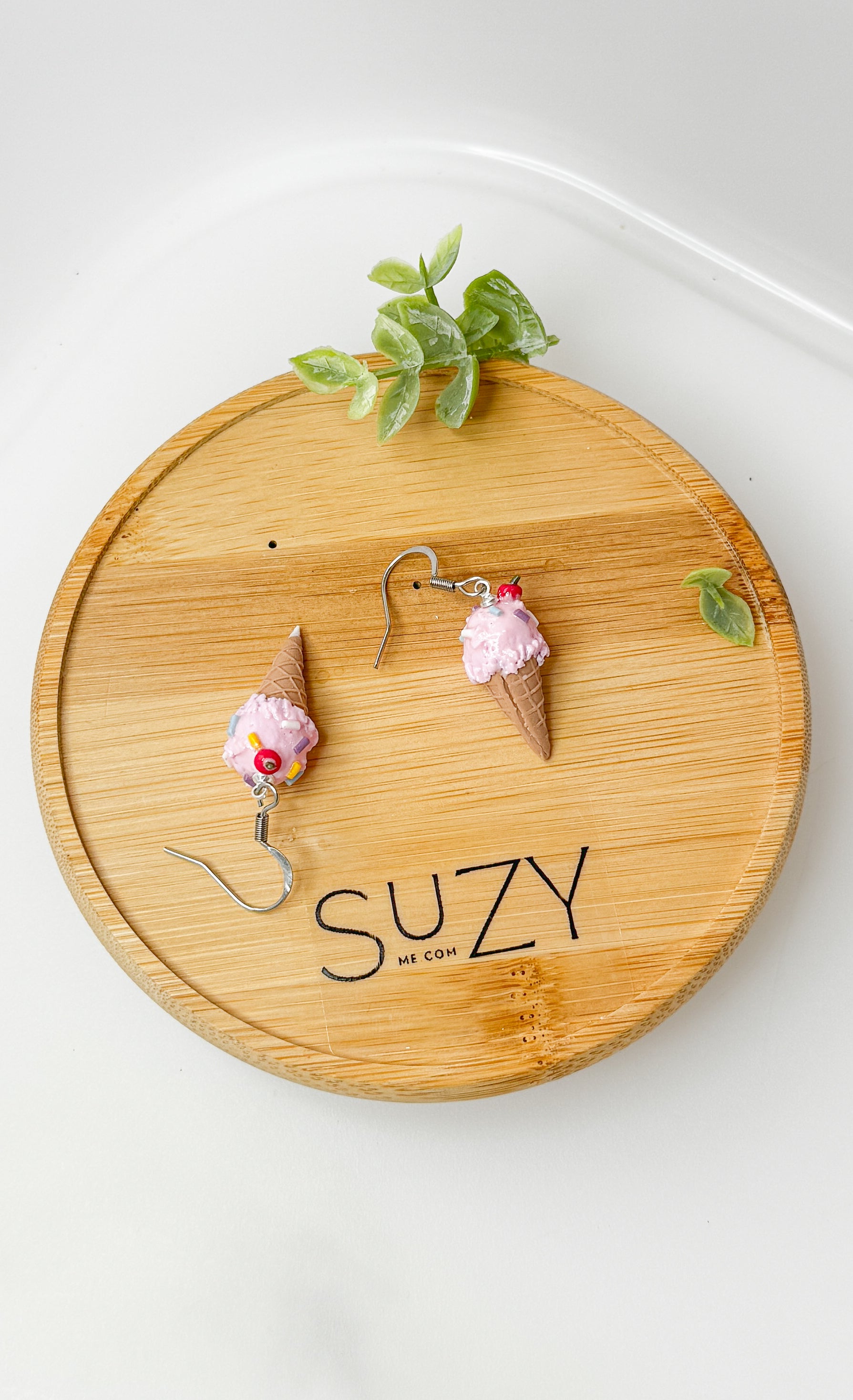 IC2 MEDIUM Ice Cream Inspired Earrings, Lightweight Handmade Polymer Clay Jewelry, Pink, Fun gifts for her