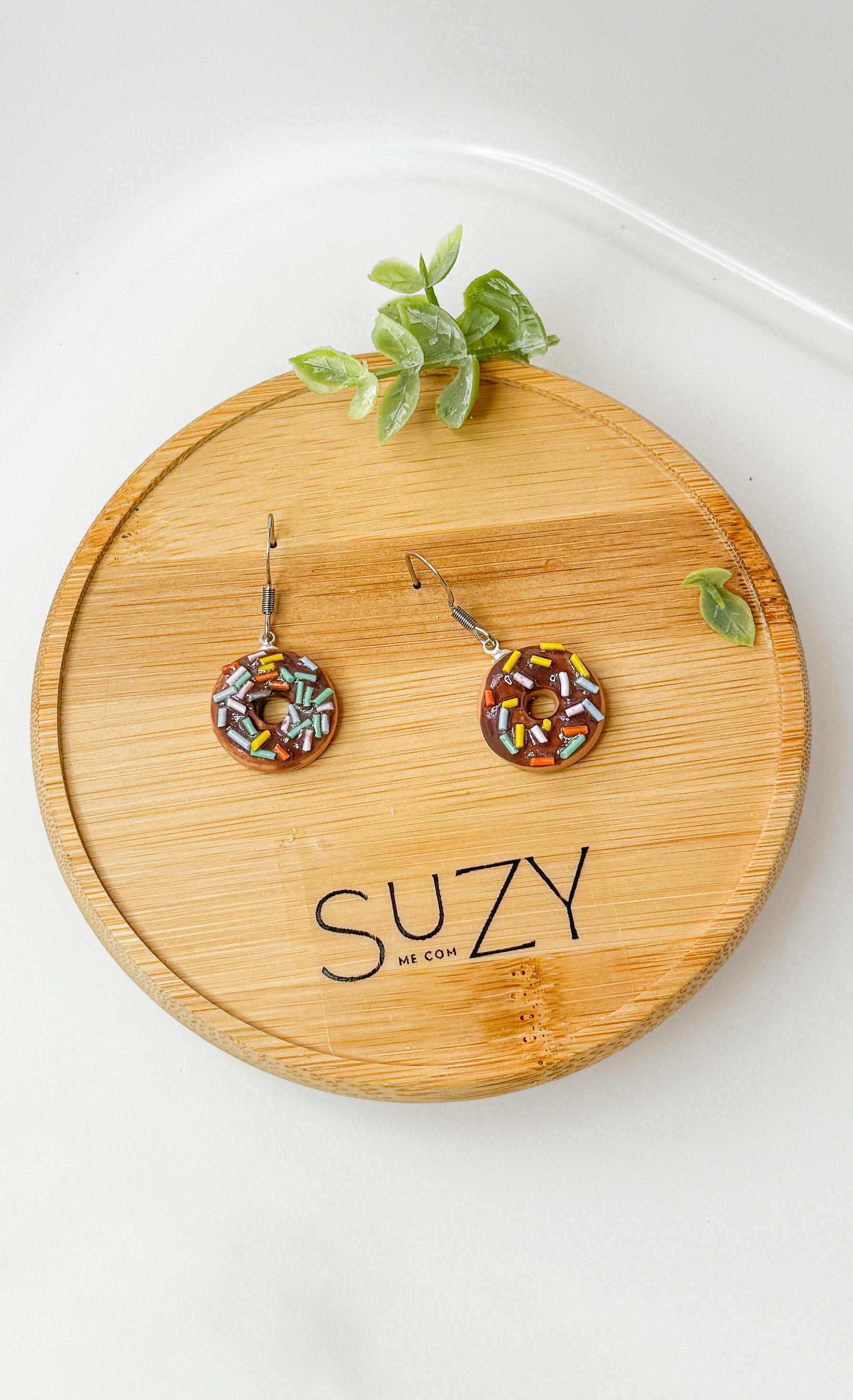 DN2 Donut Earrings – Cute Food Jewelry – Polymer Clay Dangles – Chocolate Strawberry Vanilla – Kawaii Dessert Gift, Teens, Kids, Hypoallergenic