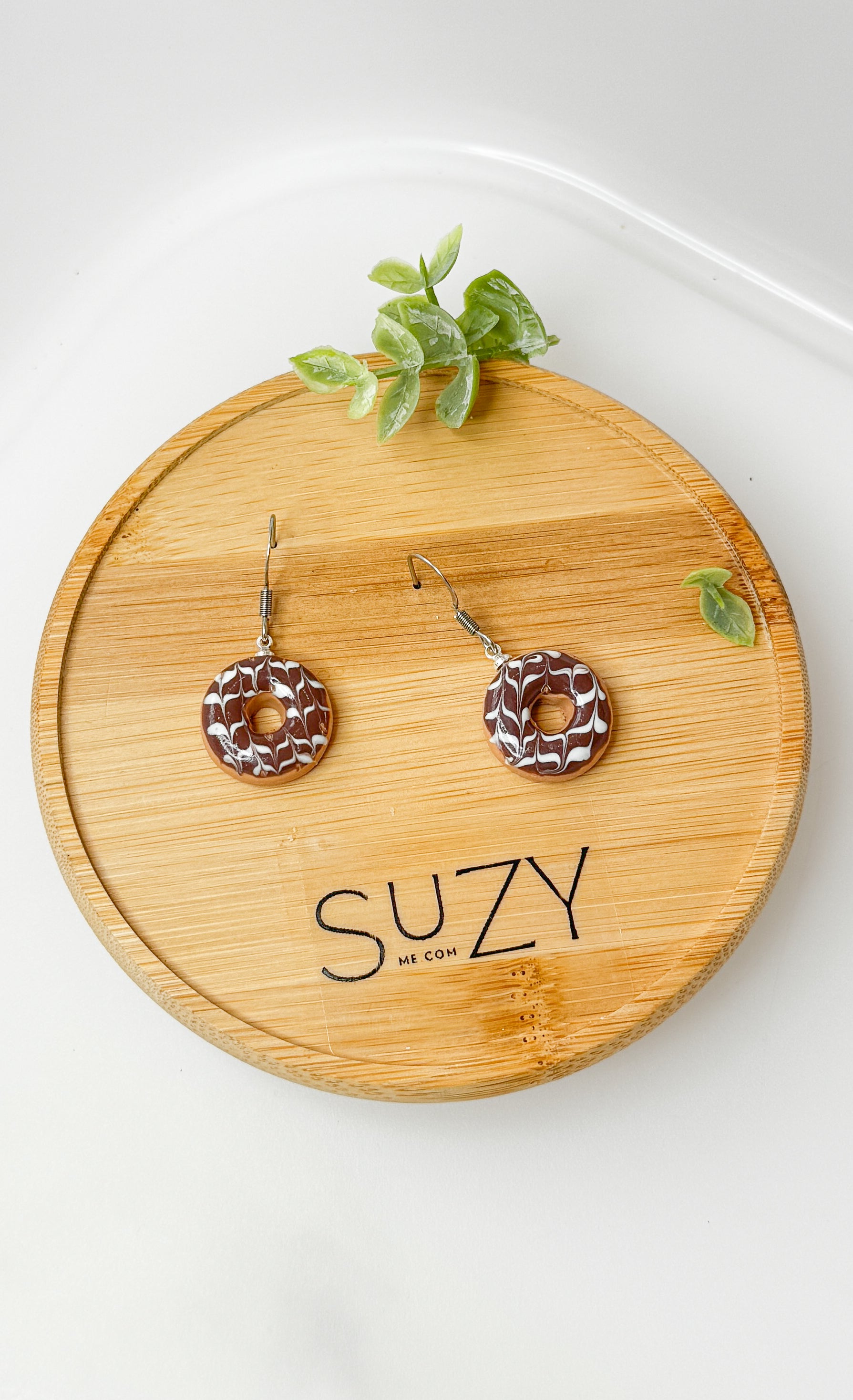 DN2 Donut Earrings – Cute Food Jewelry – Polymer Clay Dangles – Chocolate Strawberry Vanilla – Kawaii Dessert Gift, Teens, Kids, Hypoallergenic