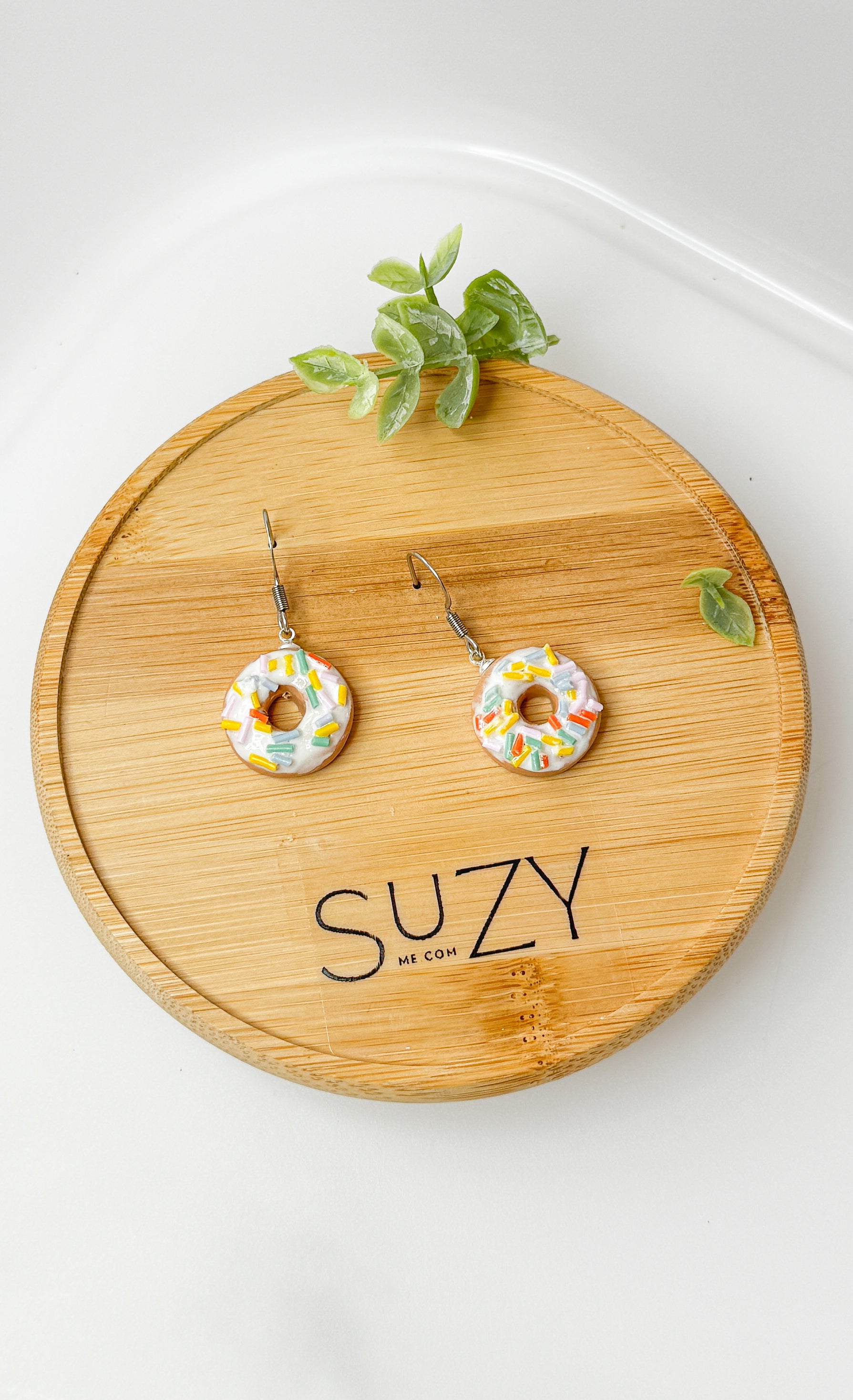 DN2 Donut Earrings – Cute Food Jewelry – Polymer Clay Dangles – Chocolate Strawberry Vanilla – Kawaii Dessert Gift, Teens, Kids, Hypoallergenic