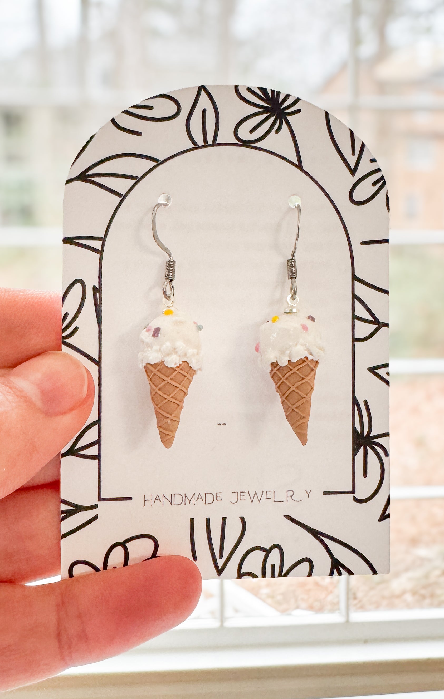 IC2 MEDIUM Ice Cream Inspired Earrings, Lightweight Handmade Polymer Clay Jewelry, Pink, Fun gifts for her