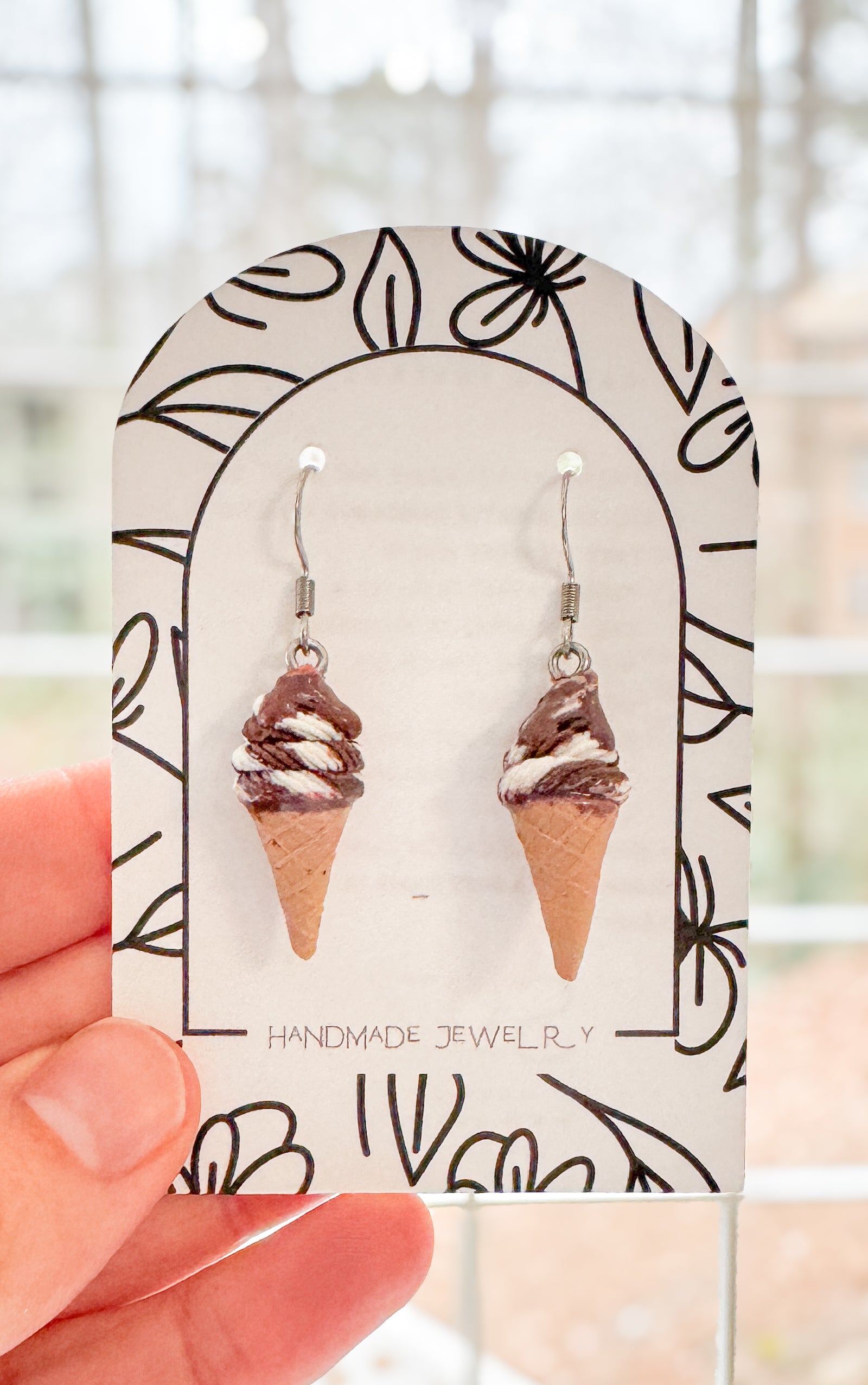 IC2 MEDIUM Ice Cream Inspired Earrings, Lightweight Handmade Polymer Clay Jewelry, Pink, Fun gifts for her
