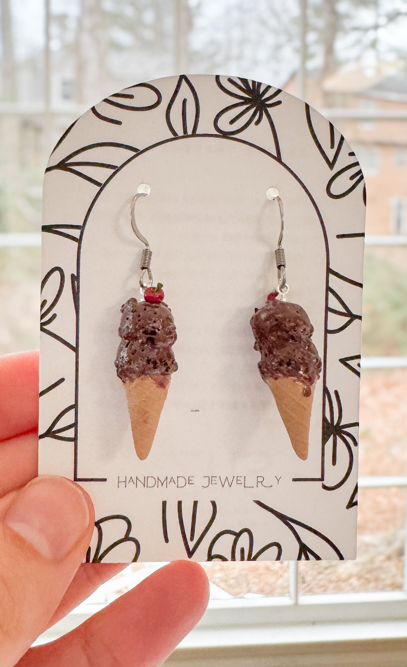 IC2 MEDIUM Ice Cream Inspired Earrings, Lightweight Handmade Polymer Clay Jewelry, Pink, Fun gifts for her