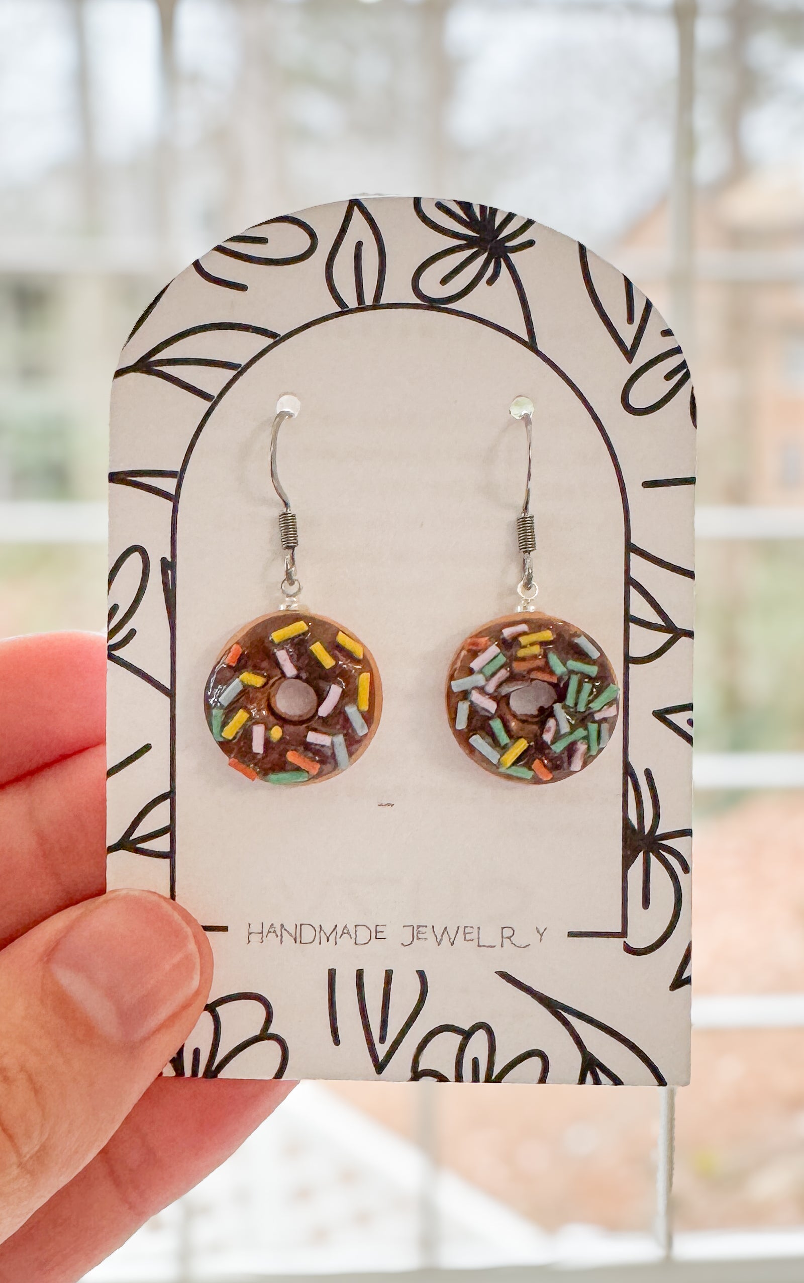 DN2 Donut Earrings – Cute Food Jewelry – Polymer Clay Dangles – Chocolate Strawberry Vanilla – Kawaii Dessert Gift, Teens, Kids, Hypoallergenic