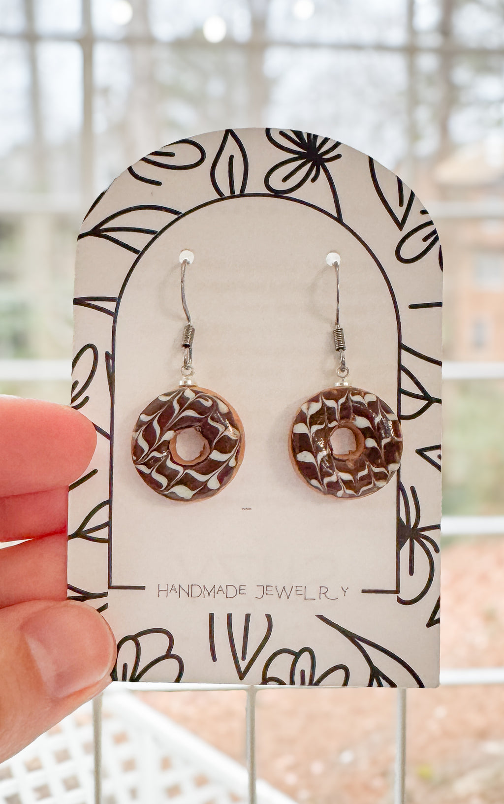 DN2 Donut Earrings – Cute Food Jewelry – Polymer Clay Dangles – Chocolate Strawberry Vanilla – Kawaii Dessert Gift, Teens, Kids, Hypoallergenic