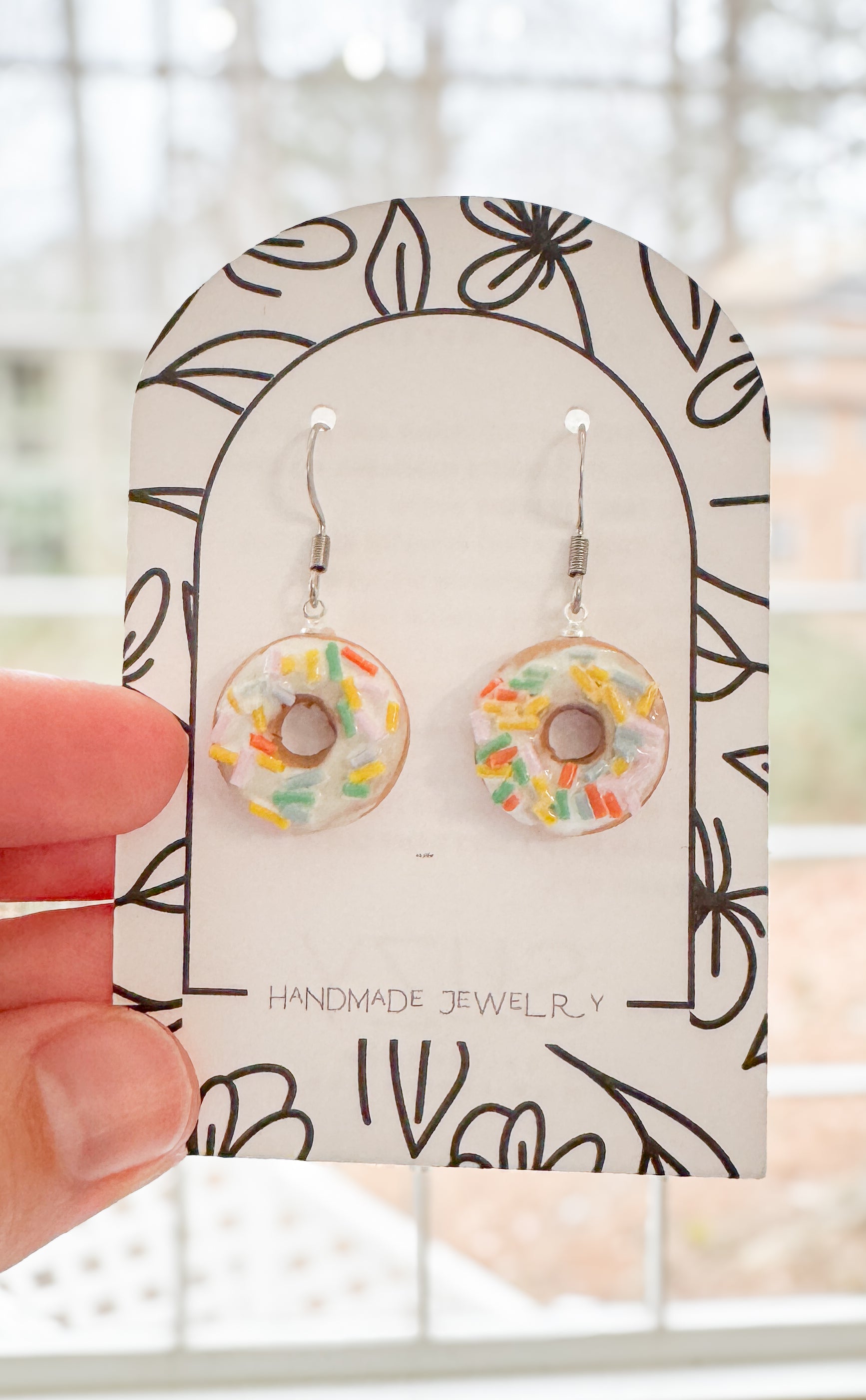 DN2 Donut Earrings – Cute Food Jewelry – Polymer Clay Dangles – Chocolate Strawberry Vanilla – Kawaii Dessert Gift, Teens, Kids, Hypoallergenic
