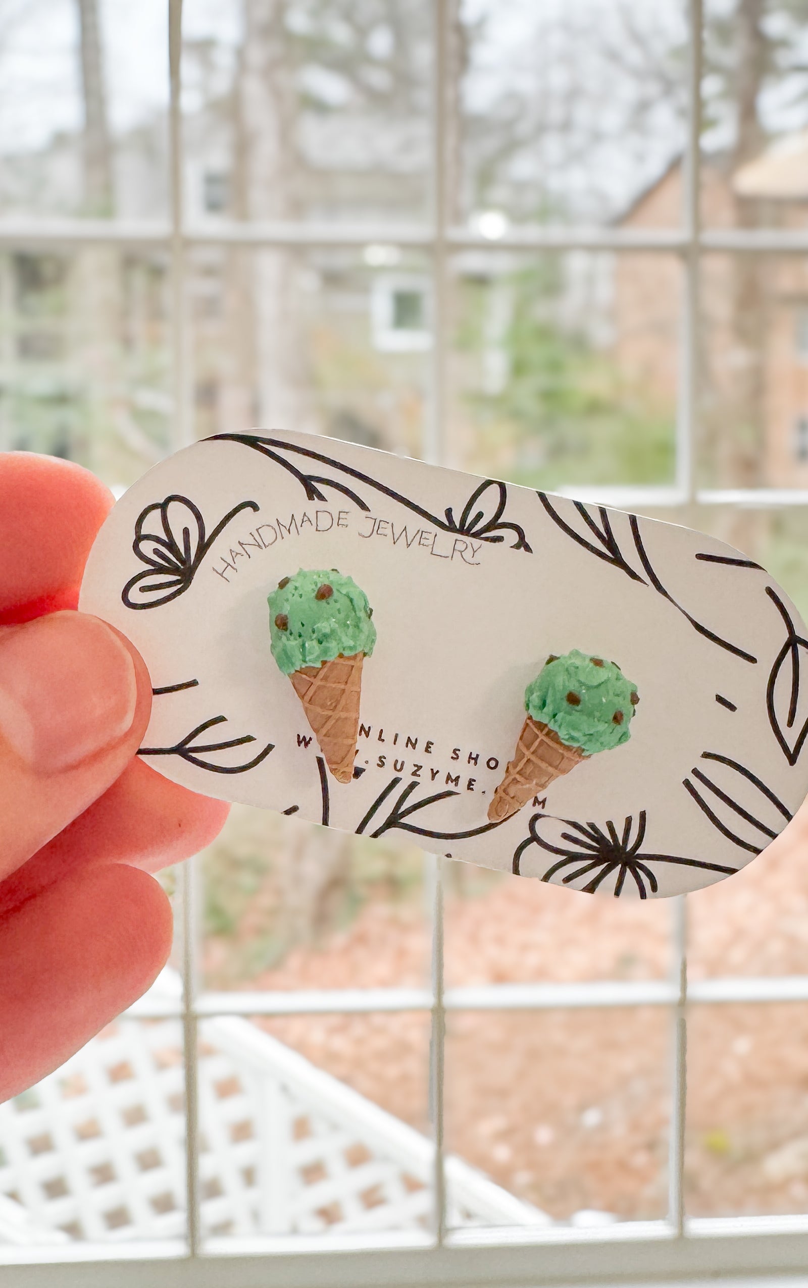 IC1 Ice Cream Inspired Earrings, Lightweight Handmade Polymer Clay Jewelry, Pink, Fun gifts for her STUD