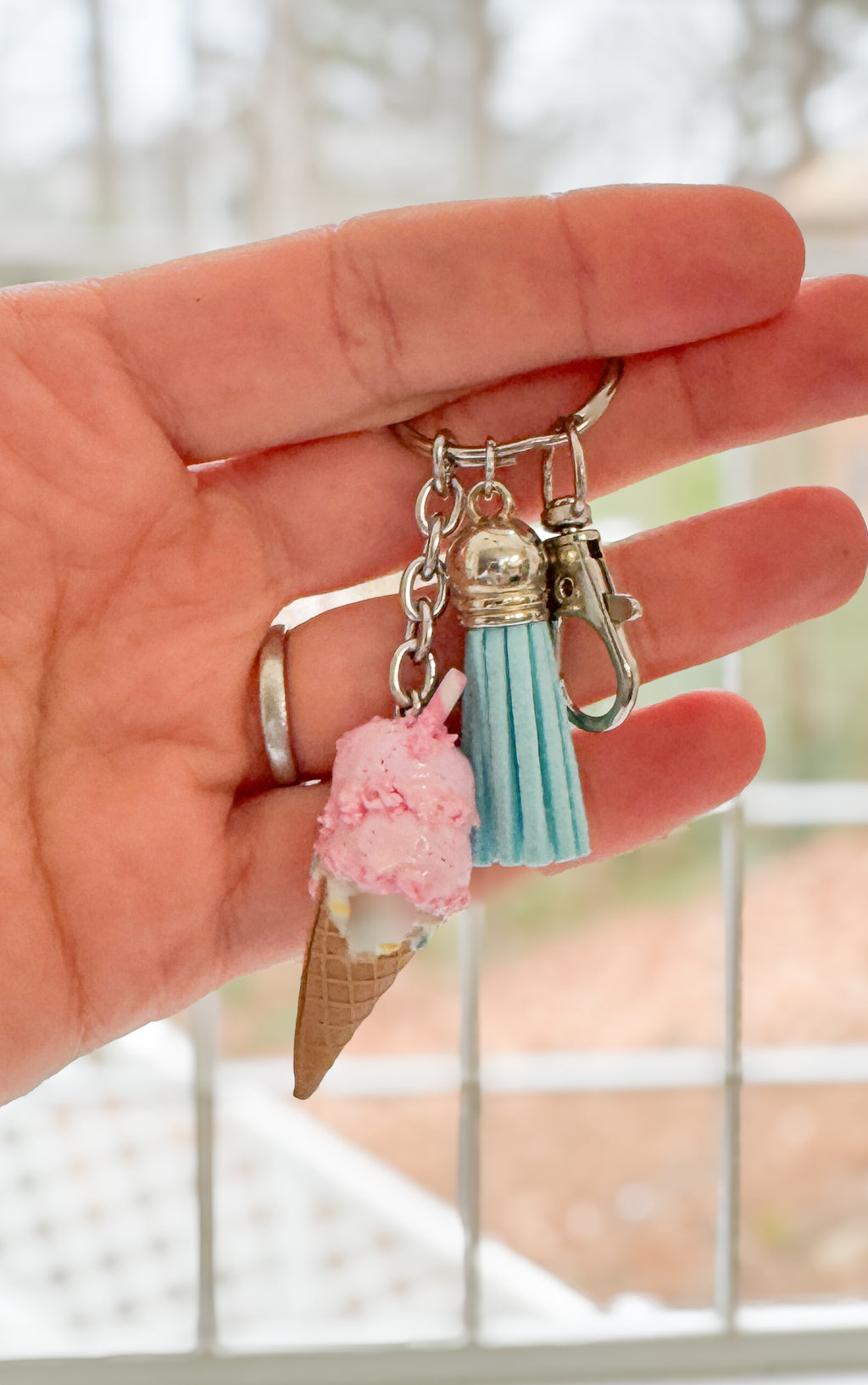 IC5 KEYCHAIN Ice Cream Inspired Earrings, Lightweight Handmade Polymer Clay Jewelry, Pink, Fun gifts for her