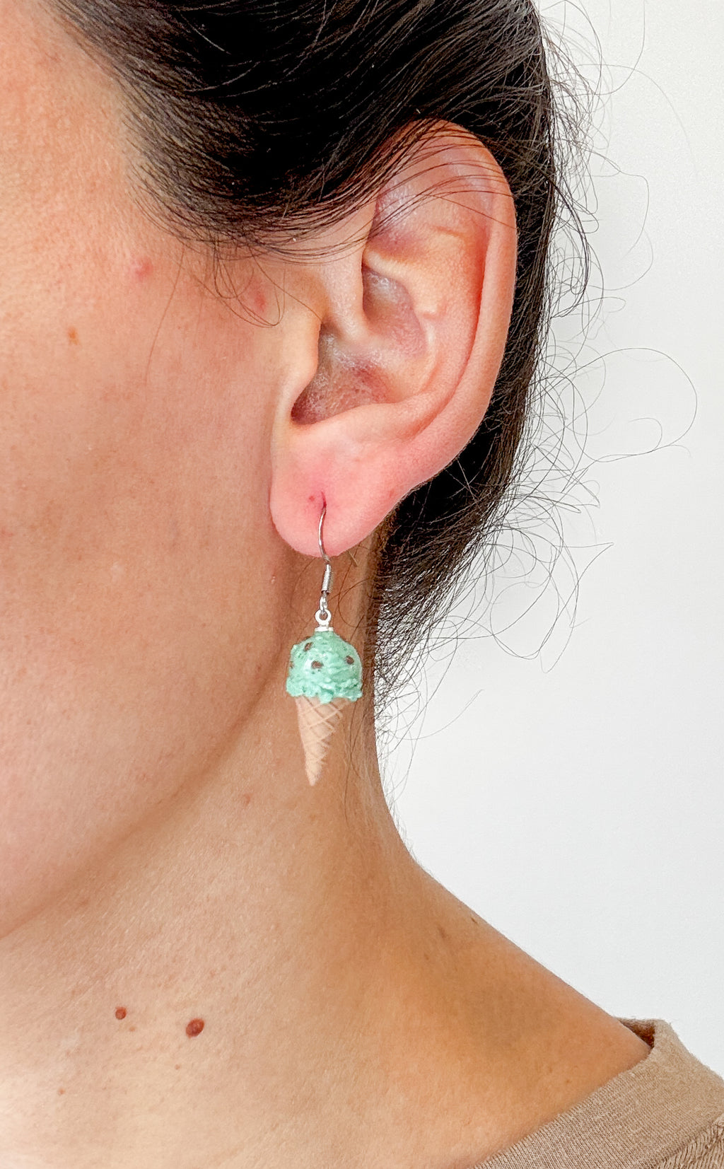 IC2 MEDIUM Ice Cream Inspired Earrings, Lightweight Handmade Polymer Clay Jewelry, Pink, Fun gifts for her