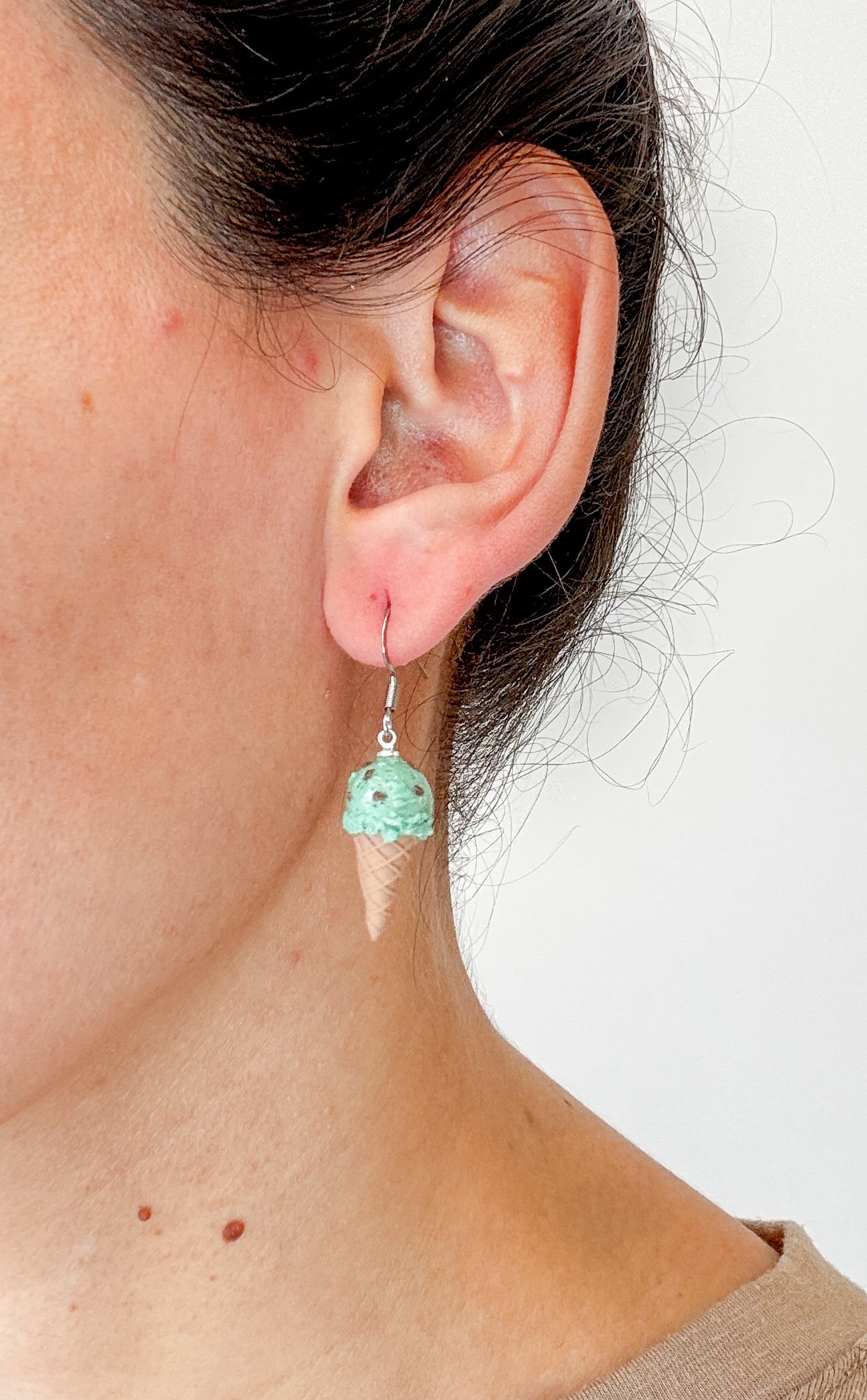 IC2 MEDIUM Ice Cream Inspired Earrings, Lightweight Handmade Polymer Clay Jewelry, Pink, Fun gifts for her