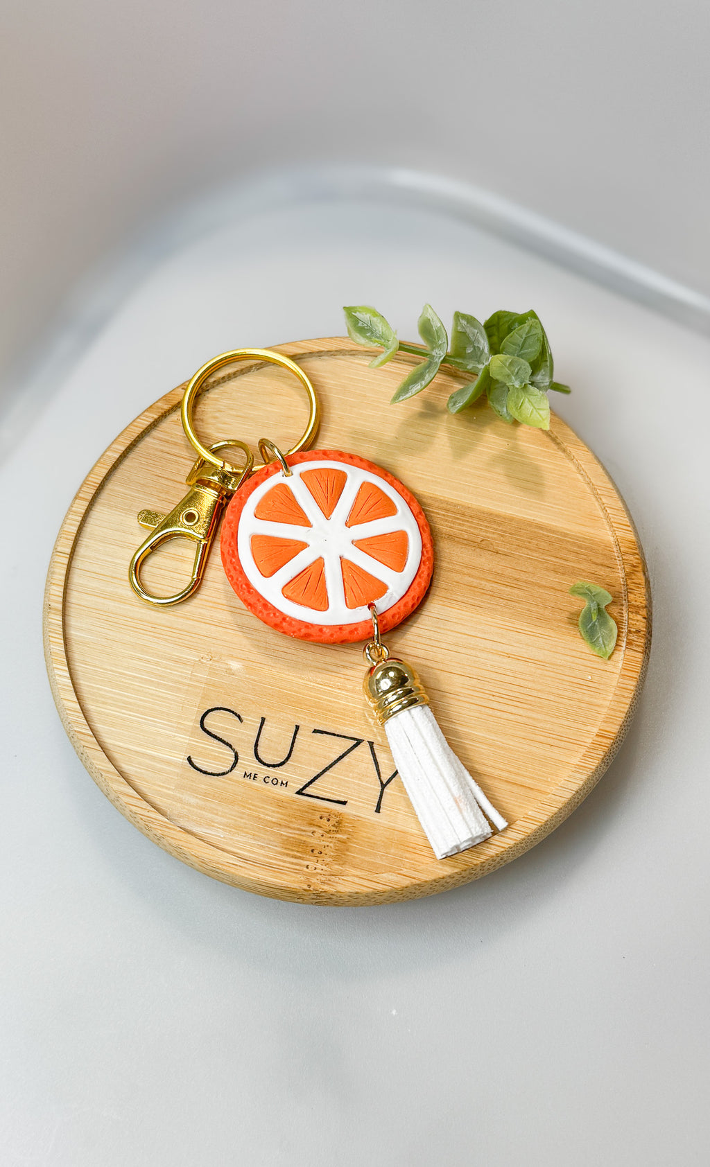FR 14 Orange Bag Tag Fruit Inspired, Polymer clay accessories, Gift for girl, gift for her
