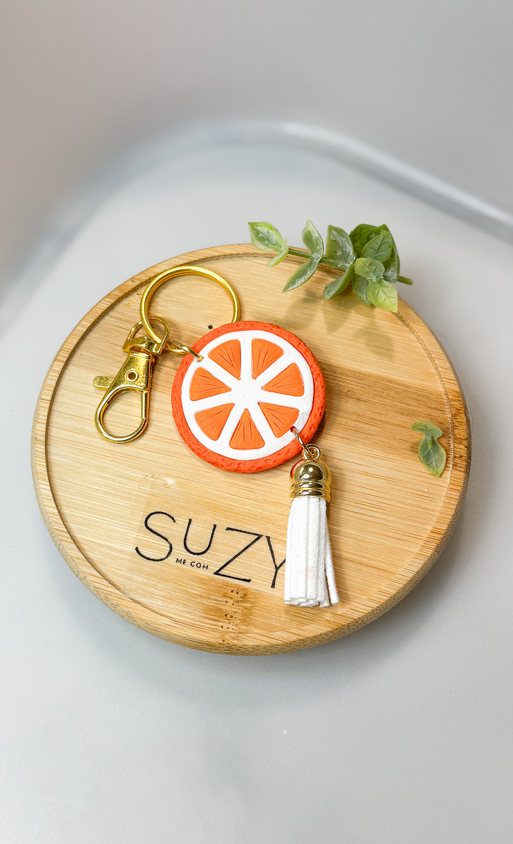FR 14 Orange Bag Tag Fruit Inspired, Polymer clay accessories, Gift for girl, gift for her