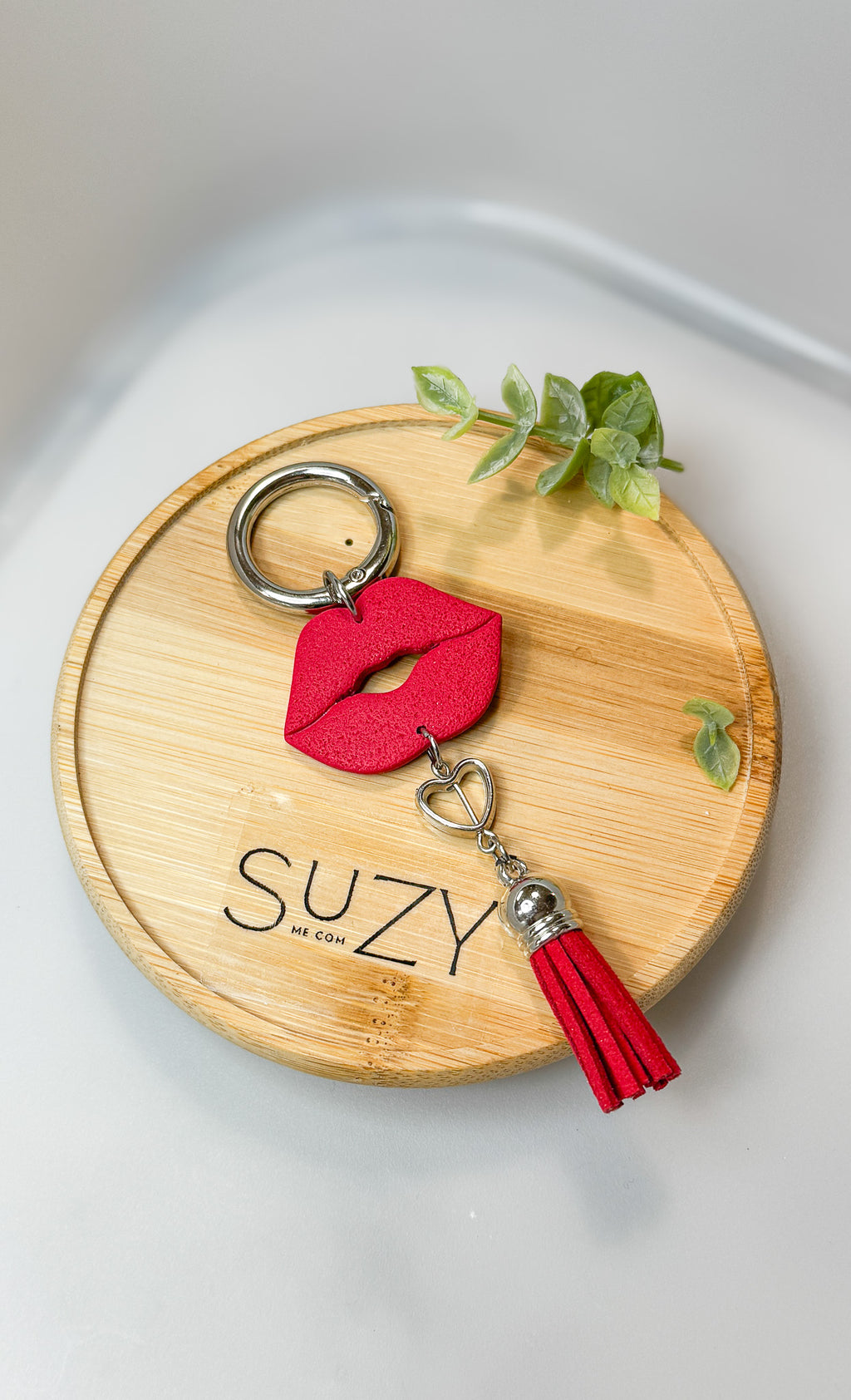 L15 Heart Inspired Book bag tag, Handmade Polymer Clay Jewelry, Red