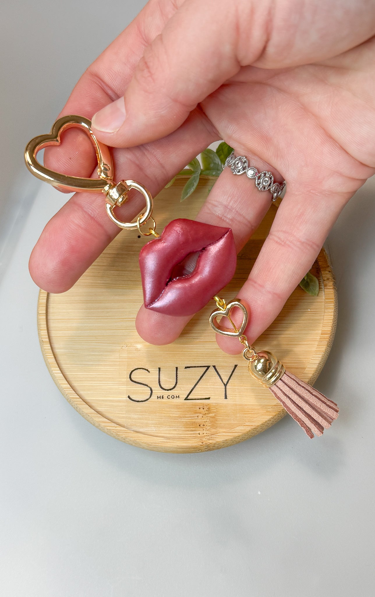 L13 Heart Inspired Book bag tag, Handmade Polymer Clay Jewelry, Red