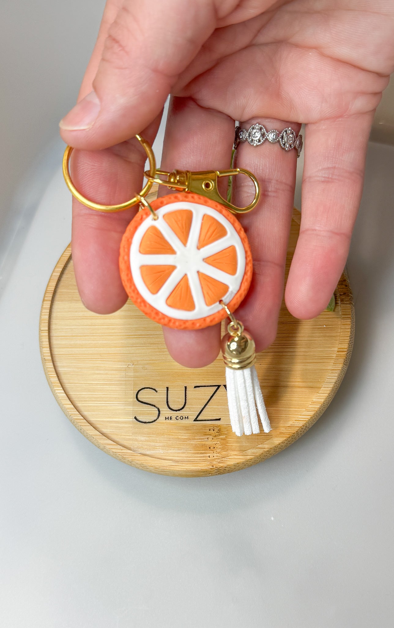 FR 14 Orange Bag Tag Fruit Inspired, Polymer clay accessories, Gift for girl, gift for her