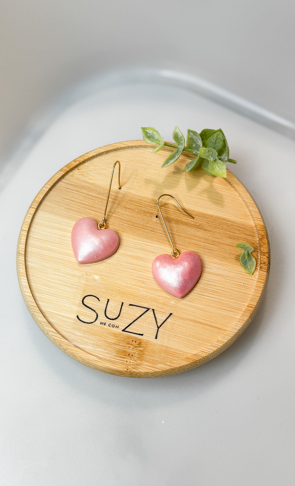 L8 Heart Inspired Earrings, Handmade Polymer Clay Jewelry, Neutral Soft Tones, Red