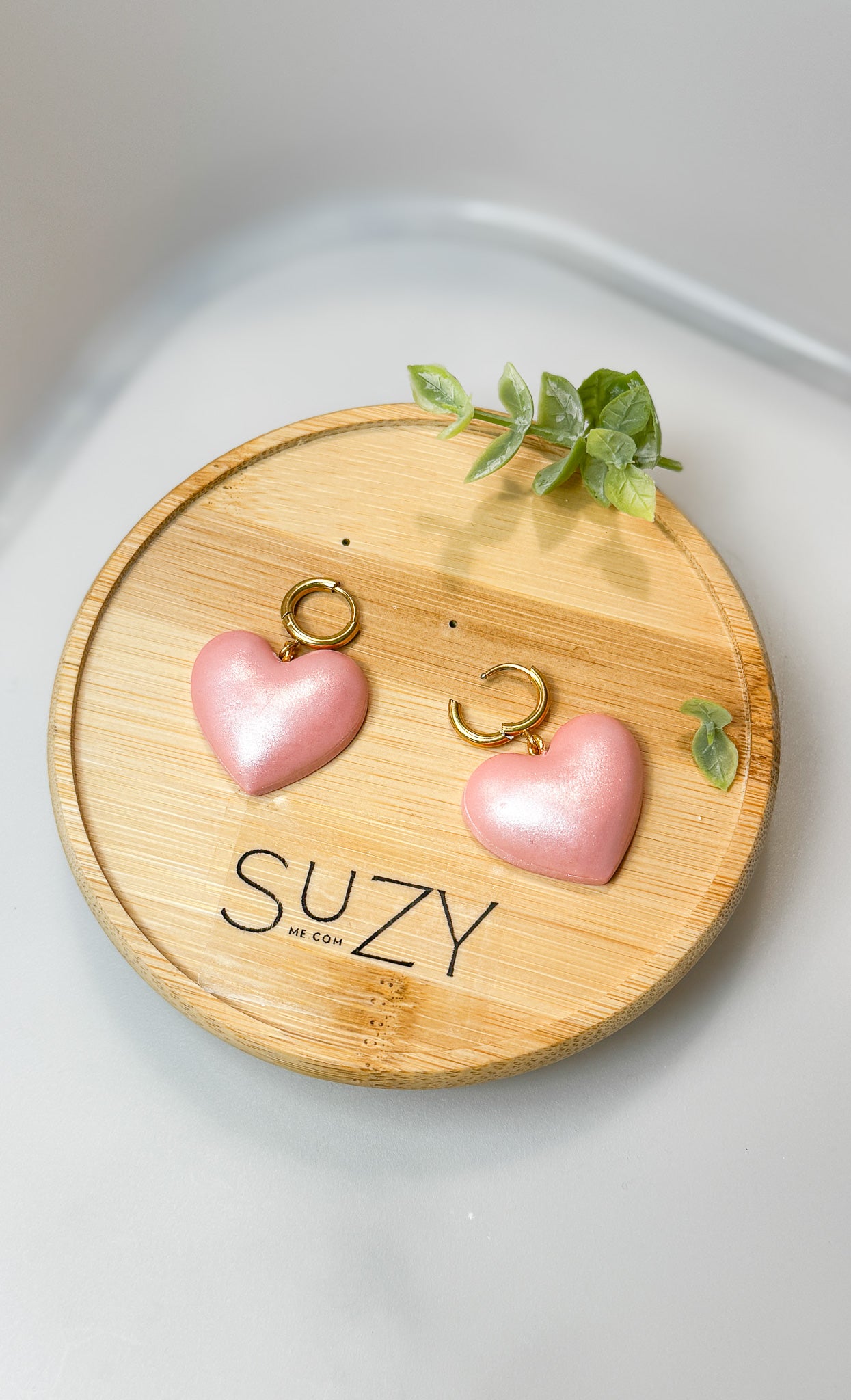 L3 Heart Inspired Earrings, Handmade Polymer Clay Jewelry, Neutral Soft Tones, Red, pink
