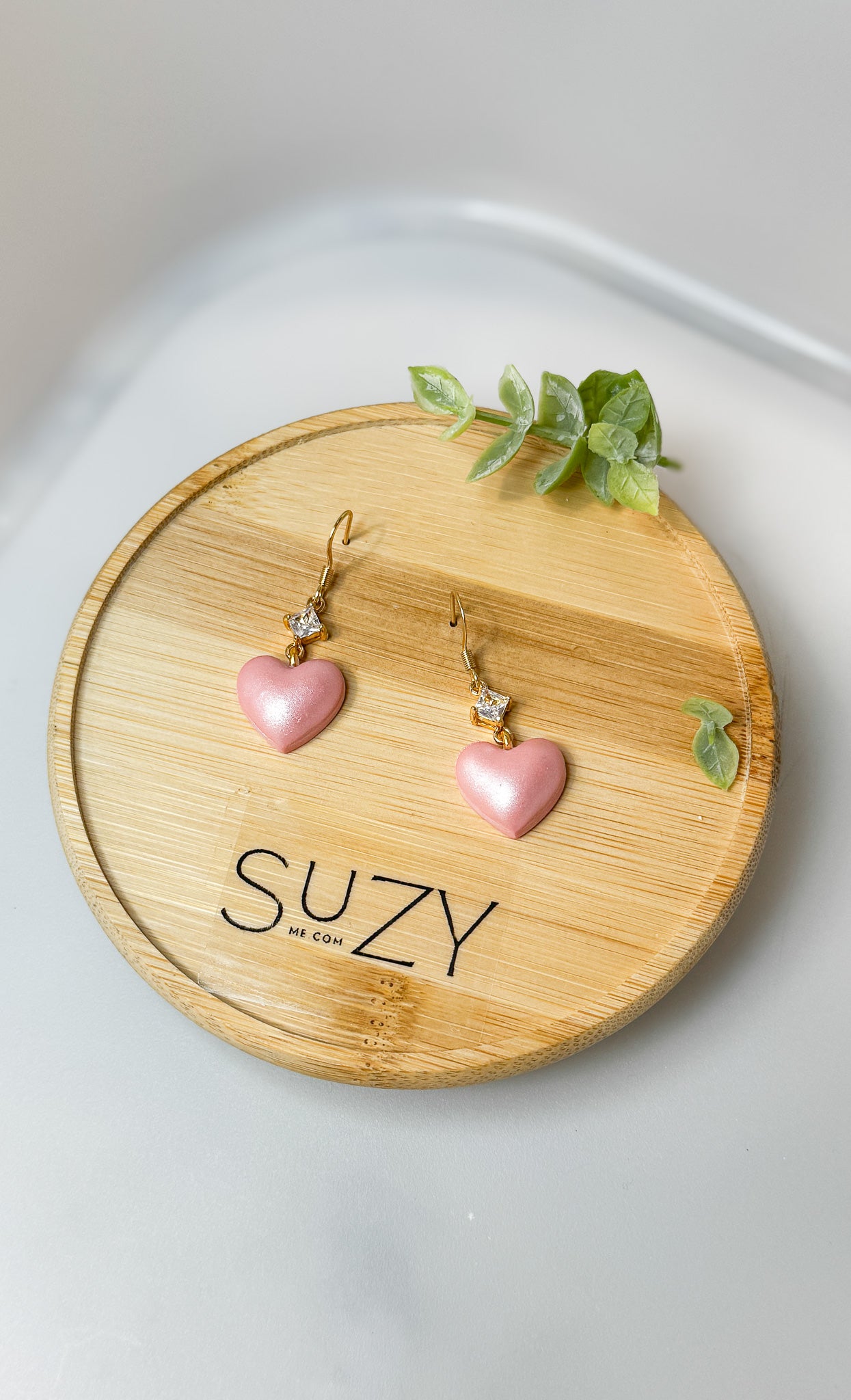 L7 Heart Inspired Earrings, Handmade Polymer Clay Jewelry, Neutral Soft Tones, Red