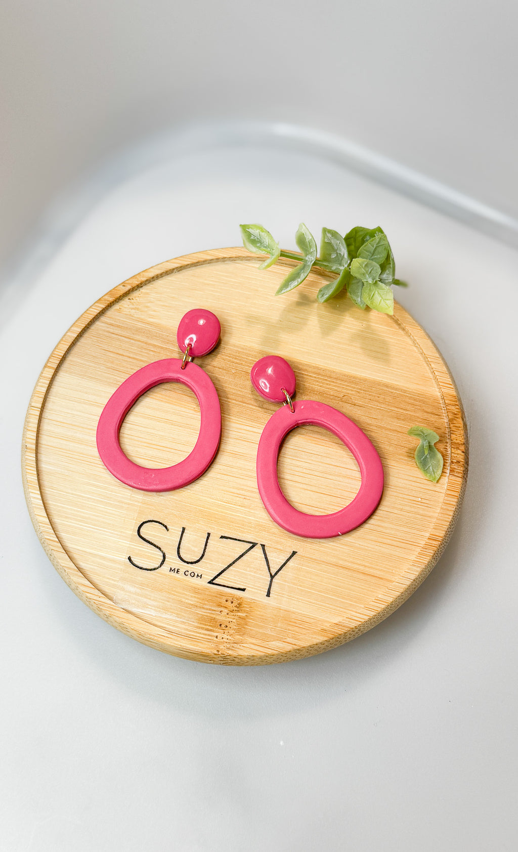 L6 Heart Inspired Earrings, Handmade Polymer Clay Jewelry, Neutral Soft Tones, Red, PINK