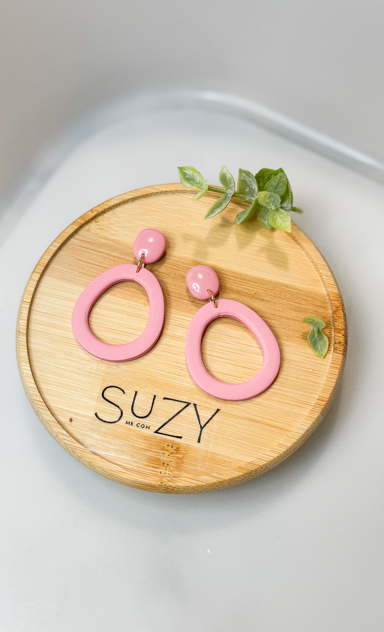 L6 Heart Inspired Earrings, Handmade Polymer Clay Jewelry, Neutral Soft Tones, Red, PINK