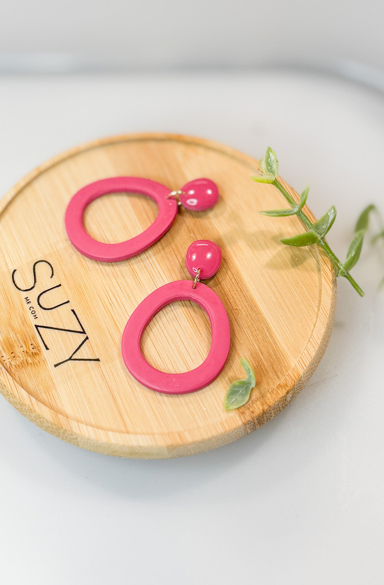 L6 Heart Inspired Earrings, Handmade Polymer Clay Jewelry, Neutral Soft Tones, Red, PINK