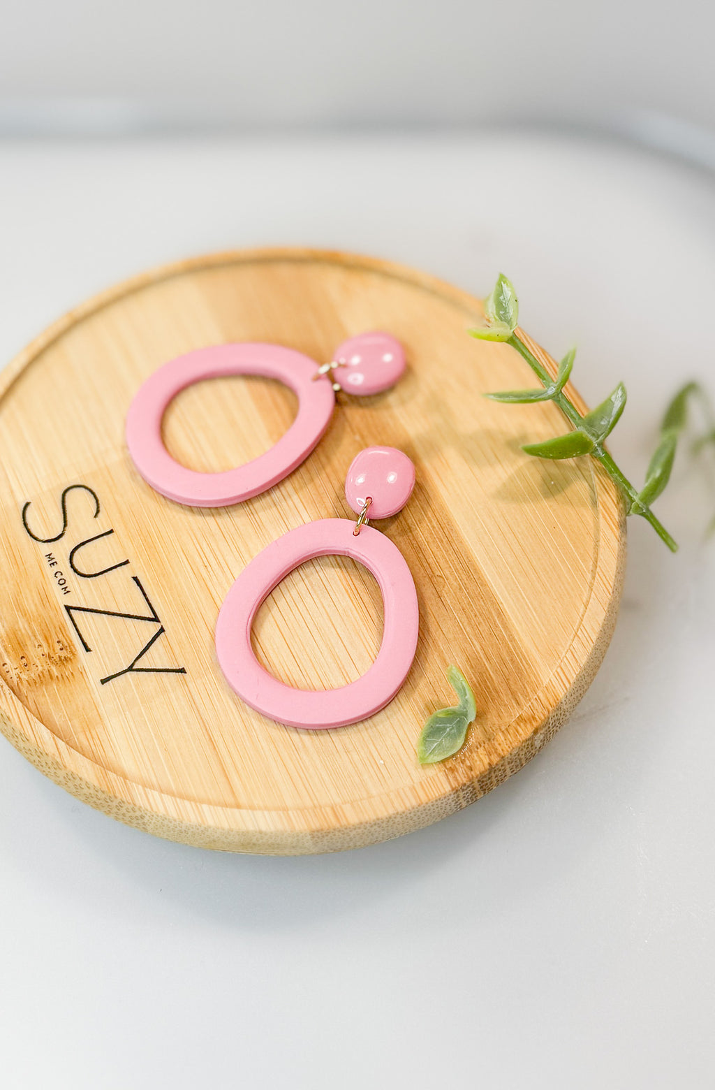 L6 Heart Inspired Earrings, Handmade Polymer Clay Jewelry, Neutral Soft Tones, Red, PINK