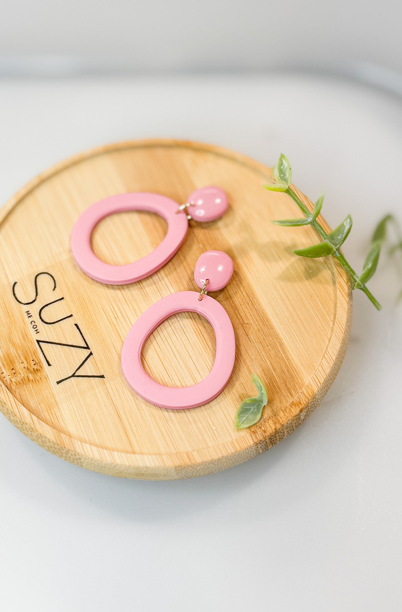 L6 Heart Inspired Earrings, Handmade Polymer Clay Jewelry, Neutral Soft Tones, Red, PINK
