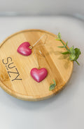 L8 Heart Inspired Earrings, Handmade Polymer Clay Jewelry, Neutral Soft Tones, Red