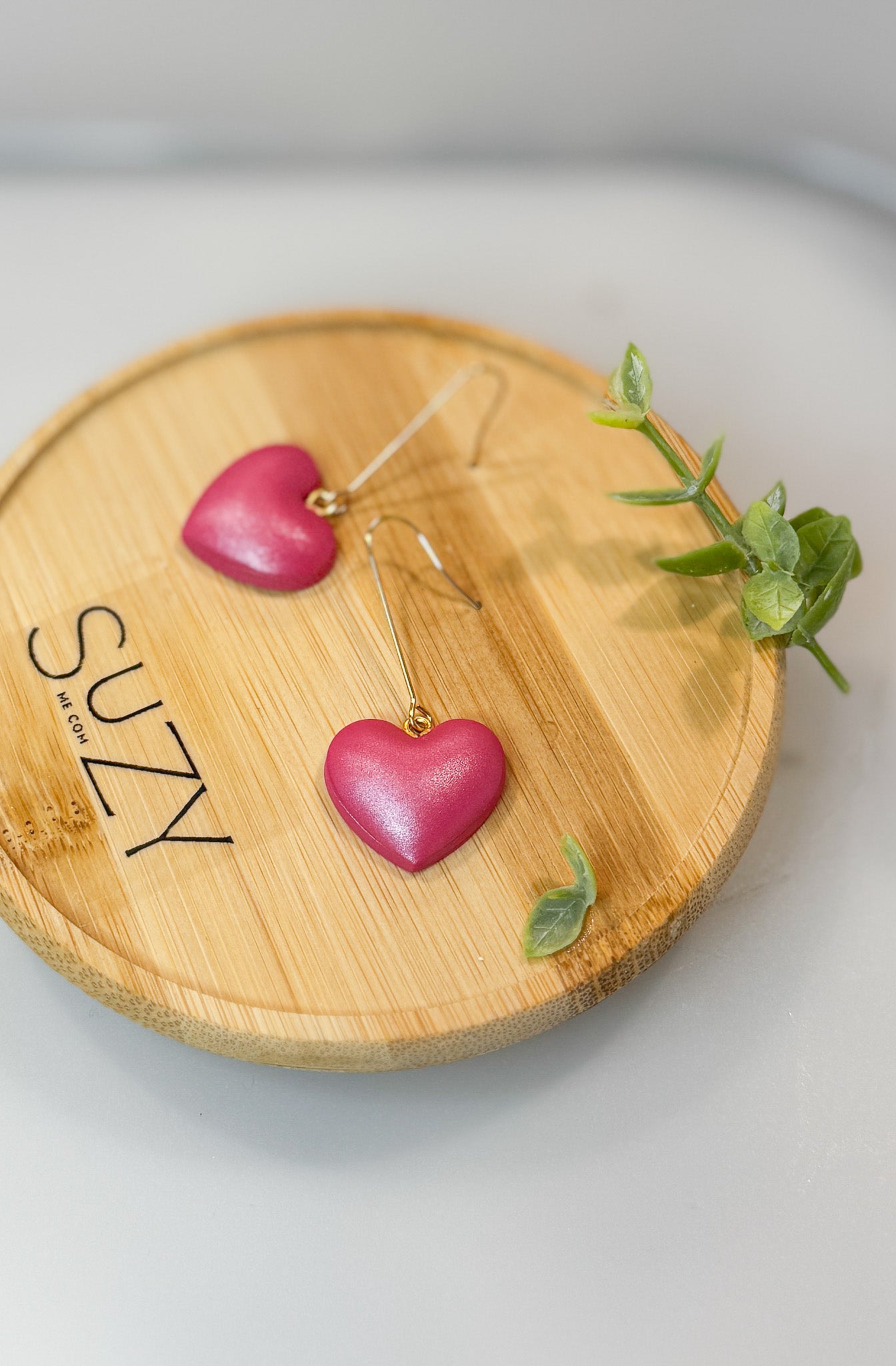 L8 Heart Inspired Earrings, Handmade Polymer Clay Jewelry, Neutral Soft Tones, Red