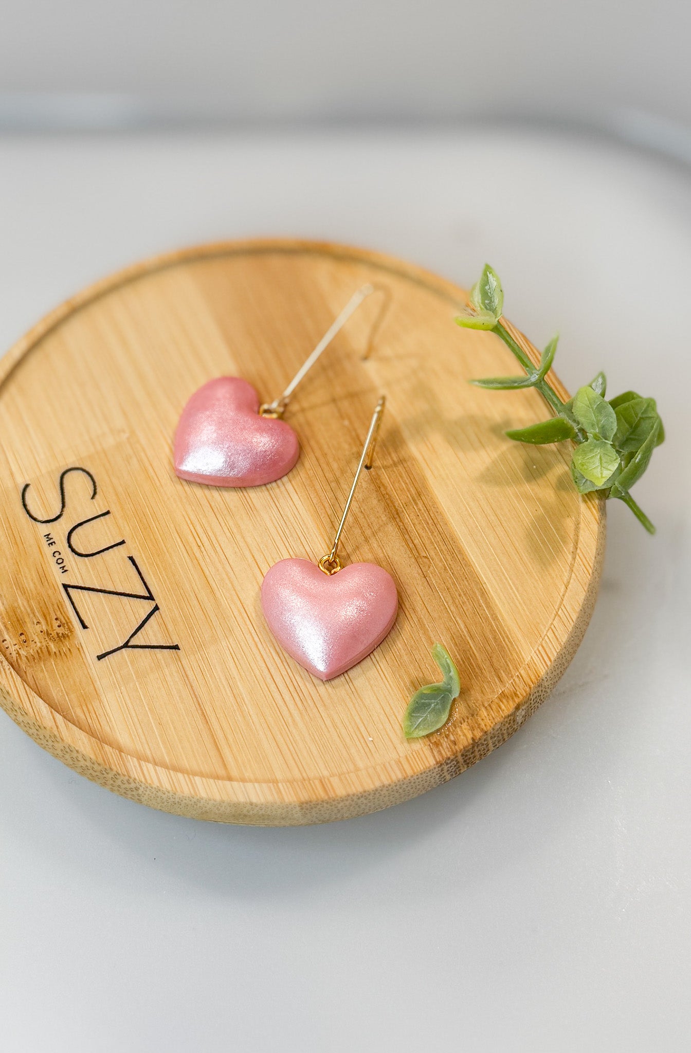L8 Heart Inspired Earrings, Handmade Polymer Clay Jewelry, Neutral Soft Tones, Red