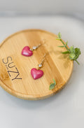 L7 Heart Inspired Earrings, Handmade Polymer Clay Jewelry, Neutral Soft Tones, Red
