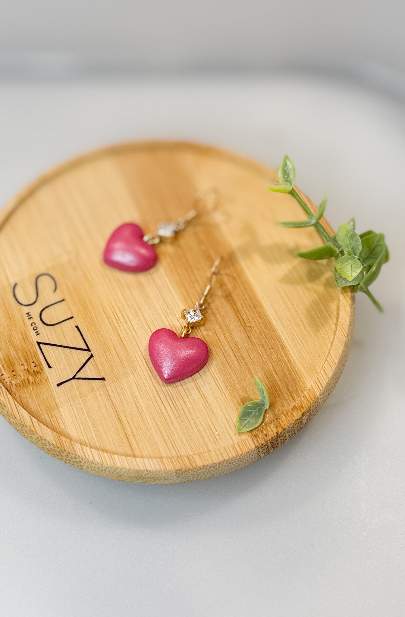 L7 Heart Inspired Earrings, Handmade Polymer Clay Jewelry, Neutral Soft Tones, Red