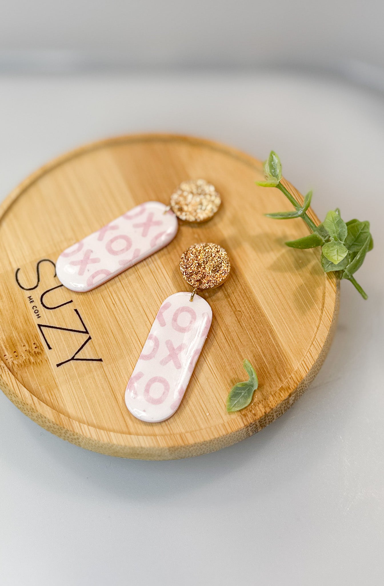 L11 Heart Inspired Earrings, Handmade Polymer Clay Jewelry, Neutral Soft Tones, Red