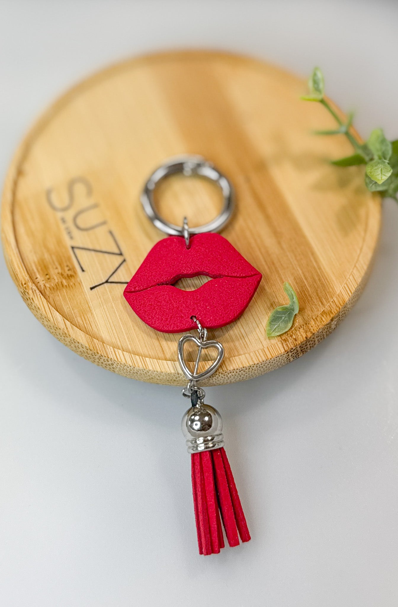 L15 Heart Inspired Book bag tag, Handmade Polymer Clay Jewelry, Red